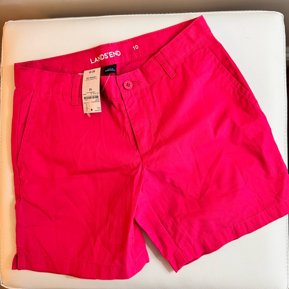 NWT Lands’ End Girls Mini Bermuda Shorts - Size 10 - Hot Pink